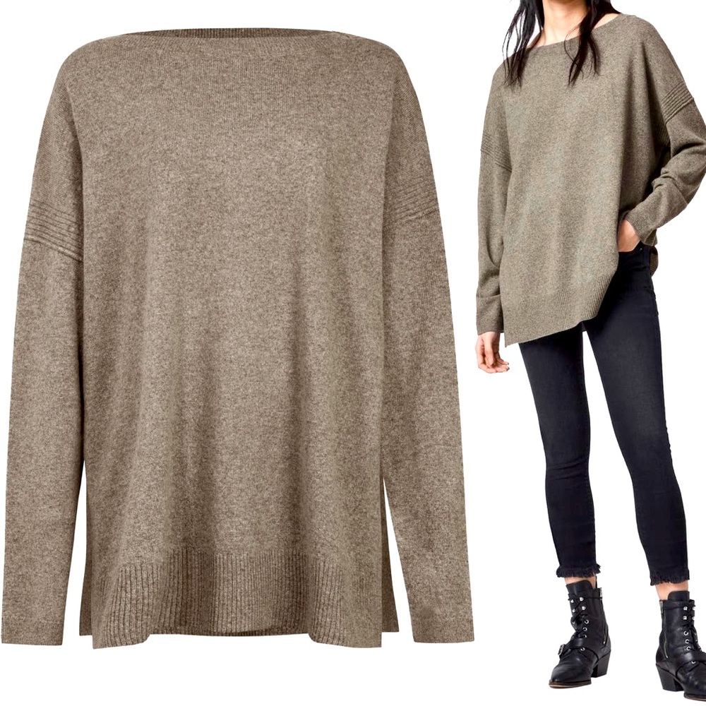 ALLSAINTS Tara Cashmere & Wool Sweater in Fawn Gray sz S 338$ NWOT